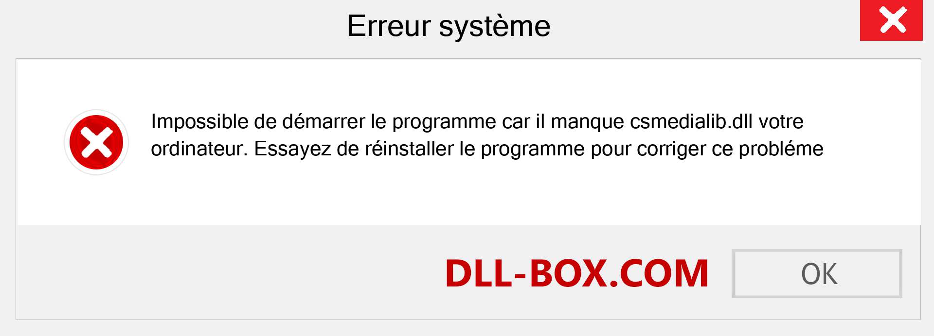 Le fichier csmedialib.dll est manquant ?. Télécharger pour Windows 7, 8, 10 - Correction de l'erreur manquante csmedialib dll sur Windows, photos, images