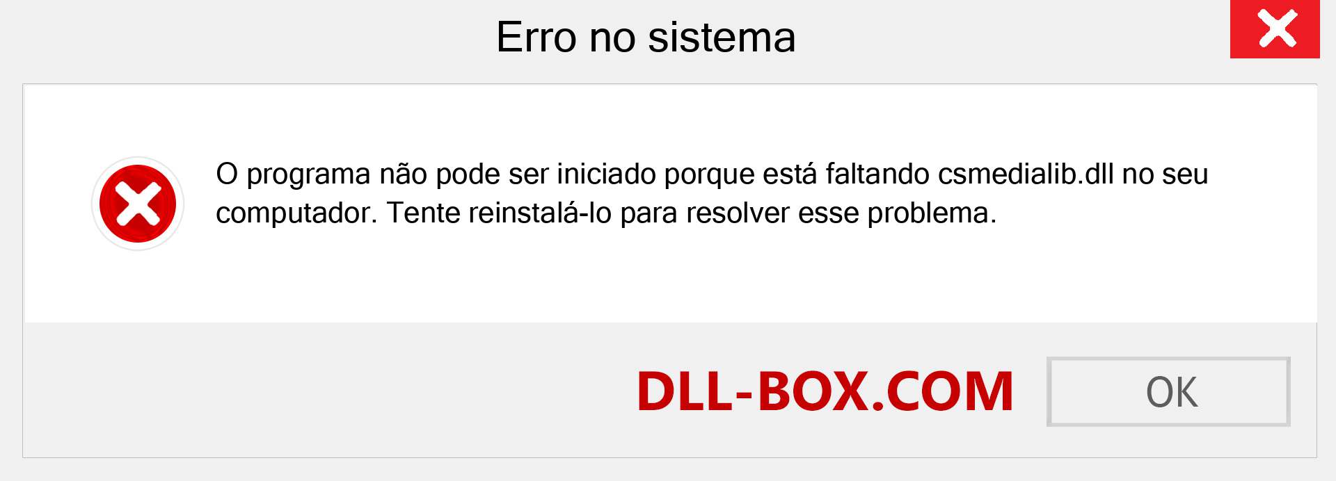 Arquivo csmedialib.dll ausente ?. Download para Windows 7, 8, 10 - Correção de erro ausente csmedialib dll no Windows, fotos, imagens