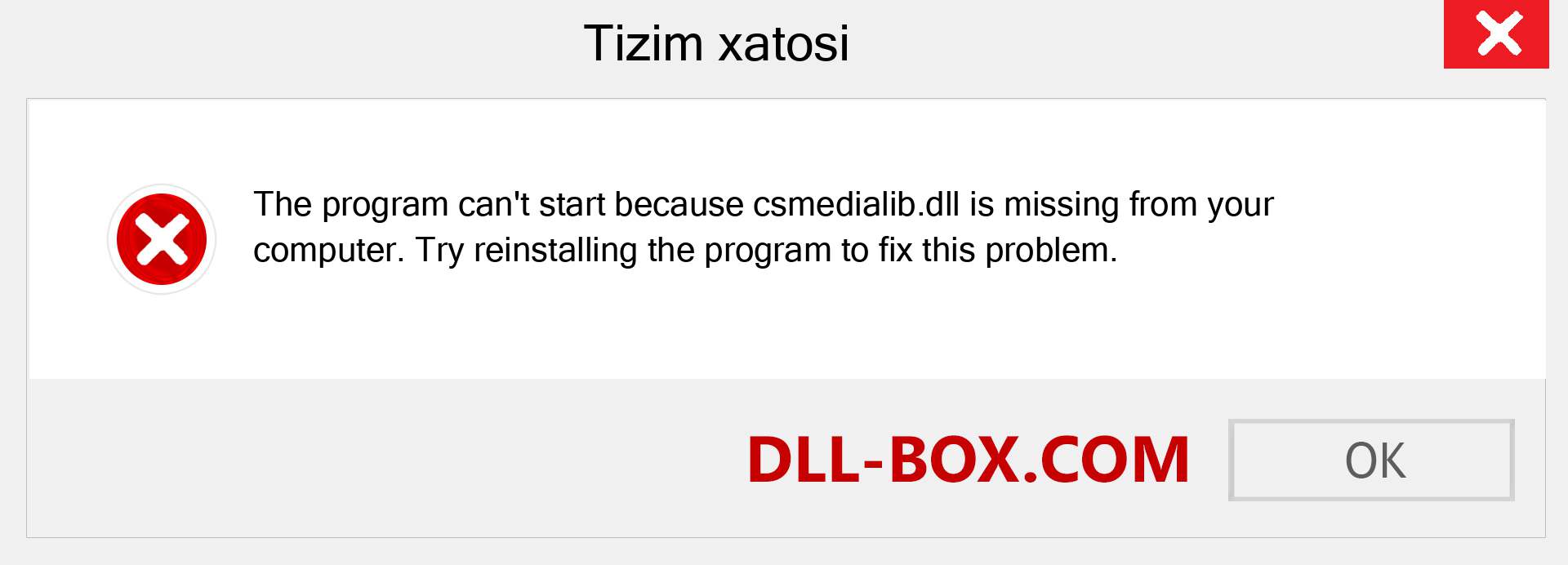 csmedialib.dll fayli yo'qolganmi?. Windows 7, 8, 10 uchun yuklab olish - Windowsda csmedialib dll etishmayotgan xatoni tuzating, rasmlar, rasmlar